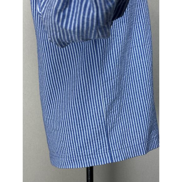 J.CREW Top Womens M Seersucker Striped Square Neck Stretch Cotton Blue - Picture 5 of 11
